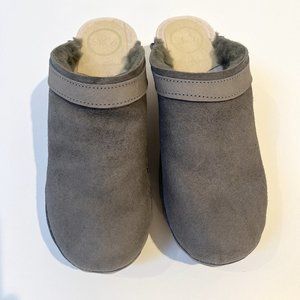 NEW! No.6 Dakota Shearling Clog/Mid Heel/Smoke Suede & Cloud/Size 38 (6.5-7)